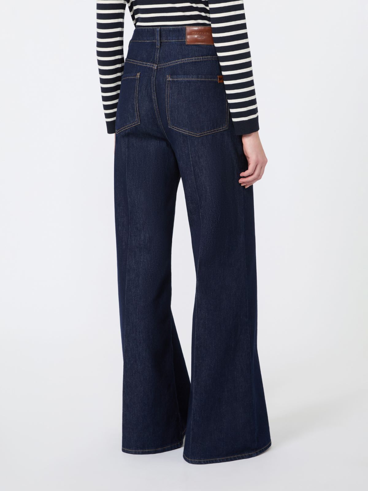 Jeans palazzo in denim di cotone - BLU - Max Mara - 3