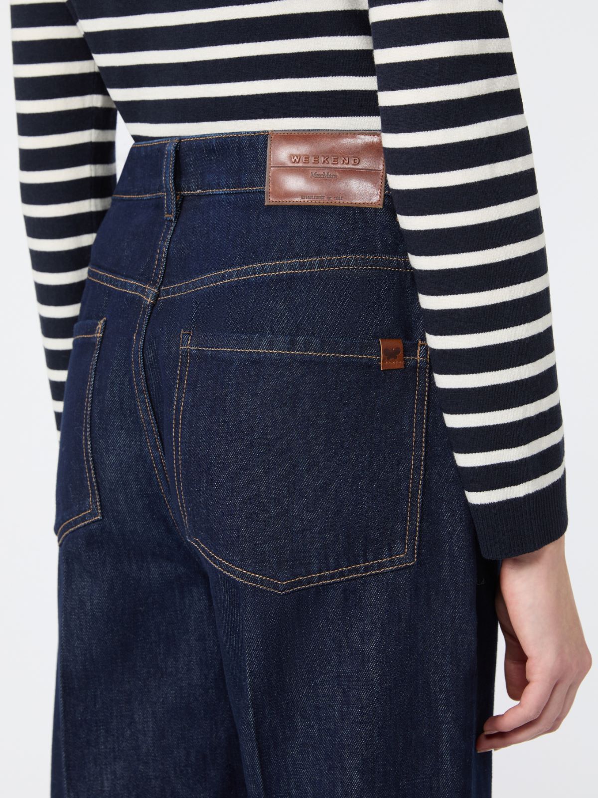 Jeans palazzo in denim di cotone - BLU - Max Mara - 4