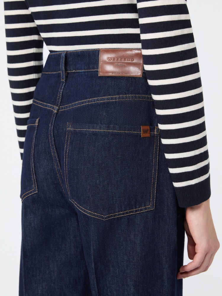 Jeans palazzo in denim di cotone - BLU - Max Mara - 4