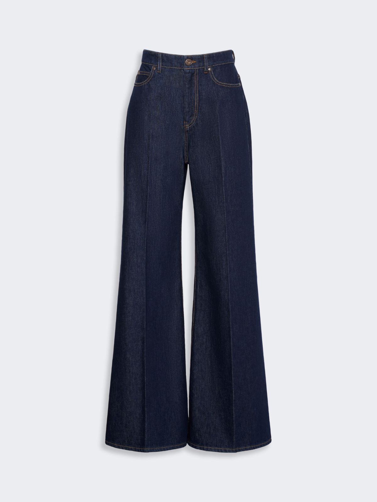 Jeans palazzo in denim di cotone - BLU - Max Mara - 5