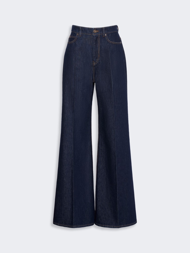 Jeans palazzo in denim di cotone - BLU