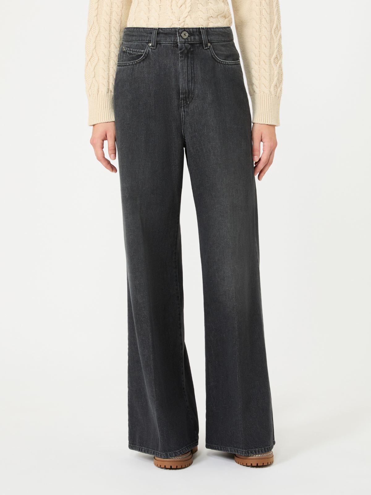 Cotton denim palazzo jeans - BLACK - Max Mara - 2