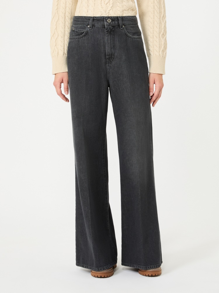 Cotton denim palazzo jeans - BLACK - Max Mara - 2