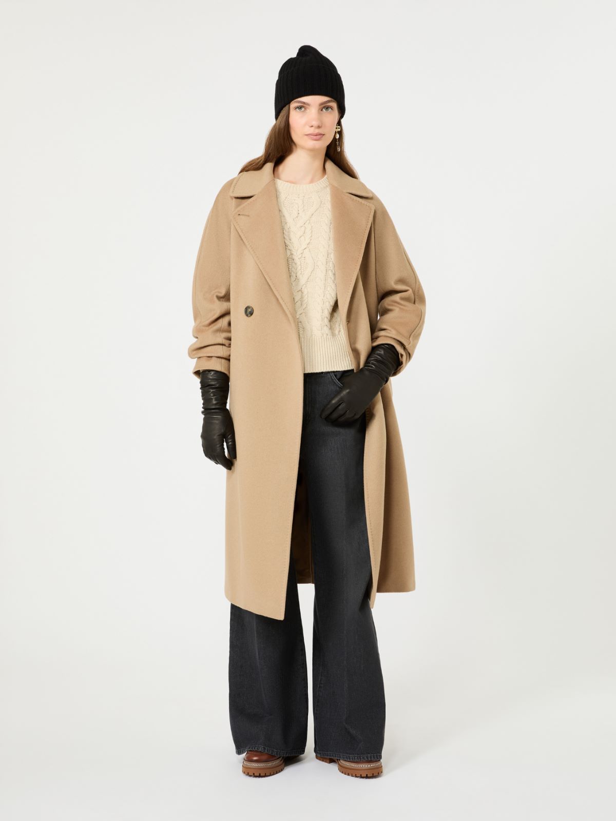 Cotton denim palazzo jeans - BLACK