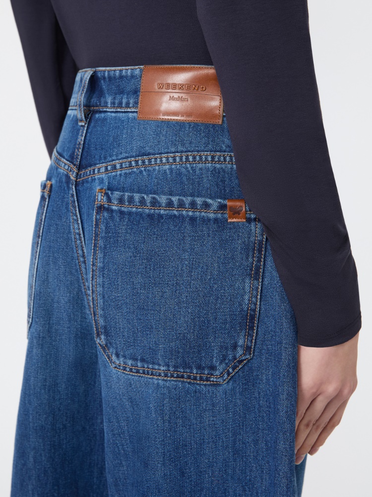 Cotton denim wide-leg jeans - NAVY - Max Mara - 4