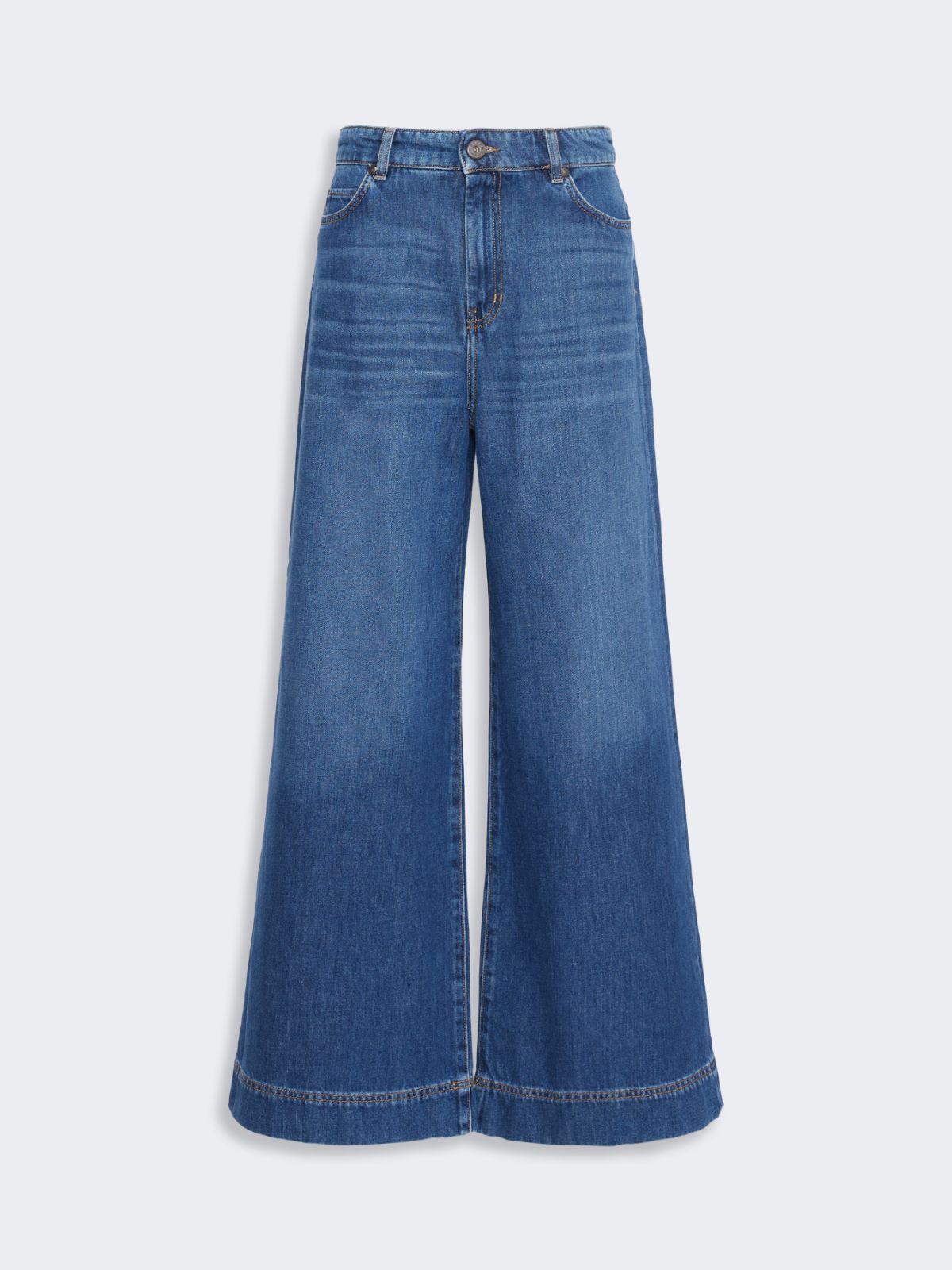 Cotton denim wide-leg jeans - NAVY - Max Mara - 5