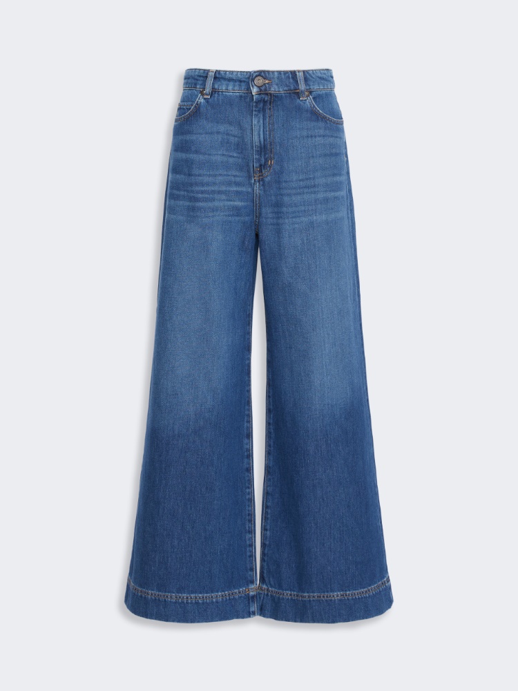 Cotton denim wide-leg jeans