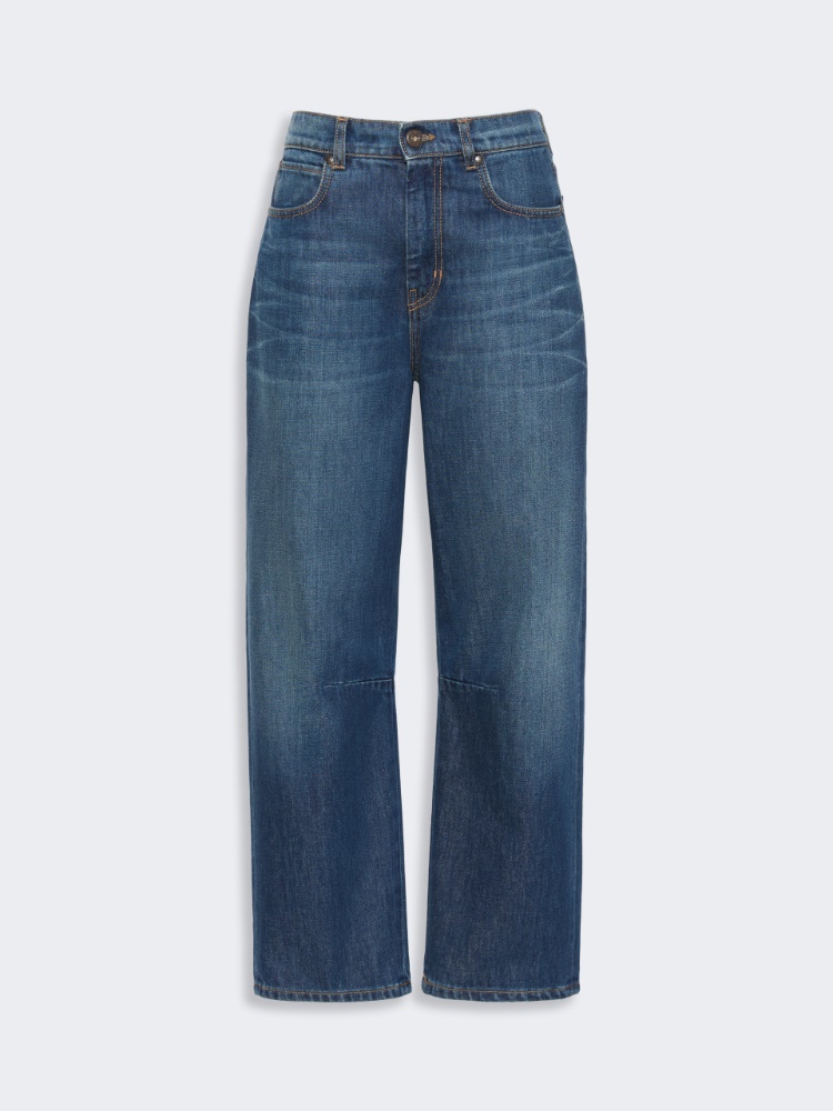 Barrel-leg denim jeans - NAVY