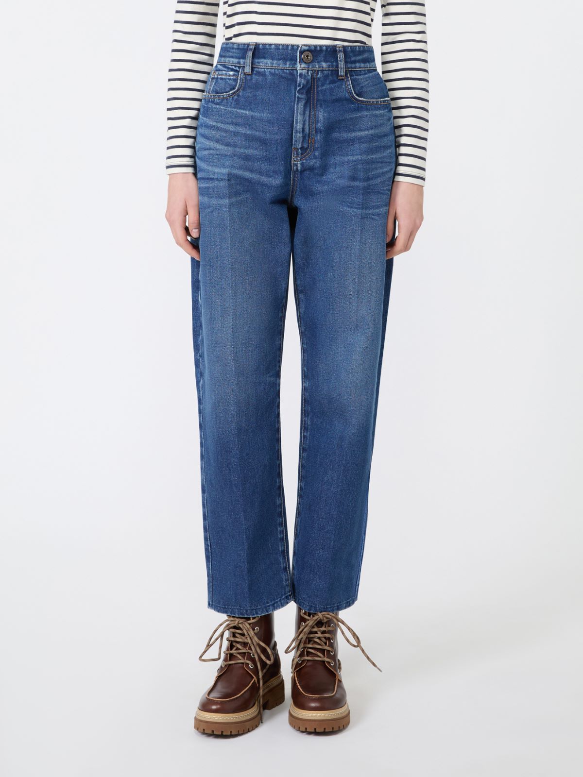 Cotton denim tapered jeans - NAVY - Max Mara - 2