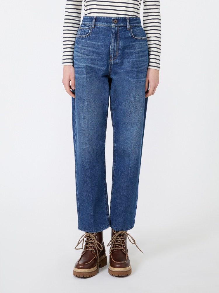 Cotton denim tapered jeans - NAVY - Max Mara - 2