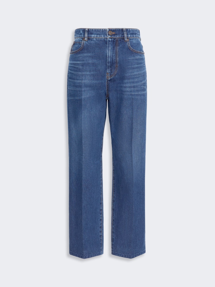 Cotton denim tapered jeans - NAVY - Max Mara - 5