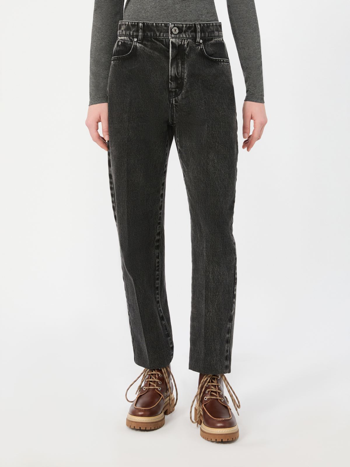 Cotton denim tapered jeans - BLACK - Max Mara - 2