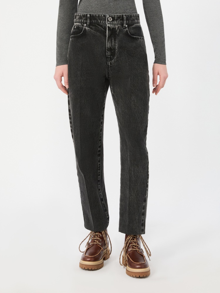 Cotton denim tapered jeans - BLACK - Max Mara - 2