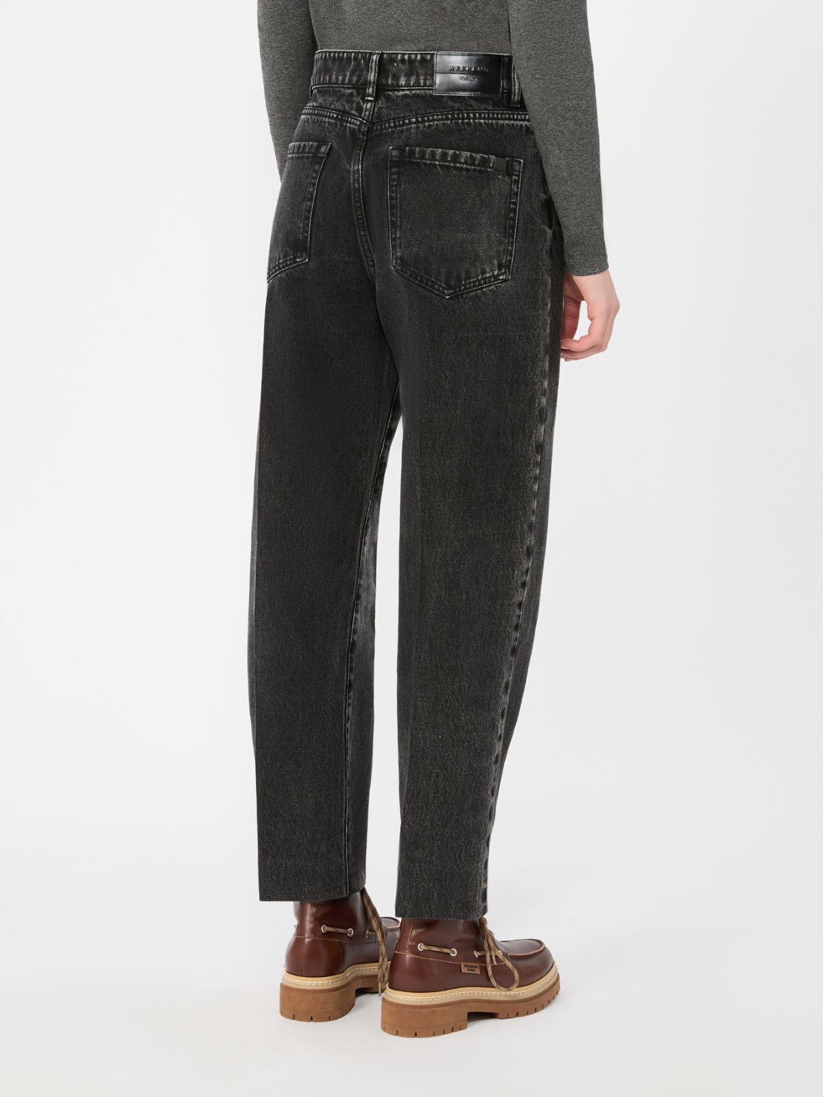 Cotton denim tapered jeans - BLACK - Max Mara - 3