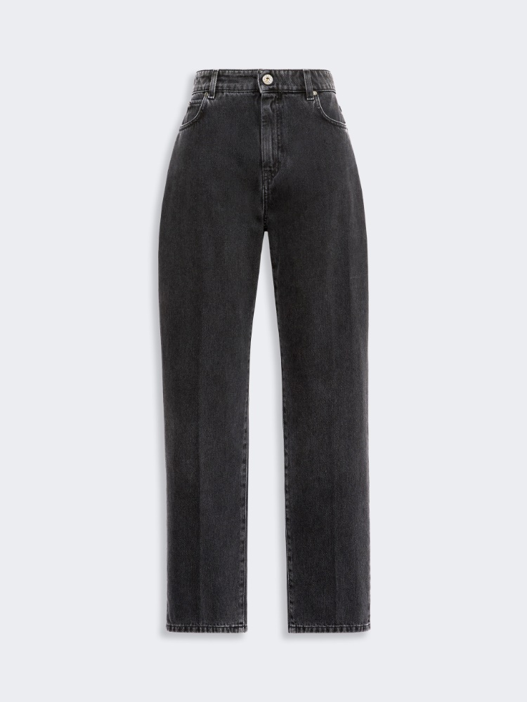 Cotton denim tapered jeans - BLACK - Max Mara - 4