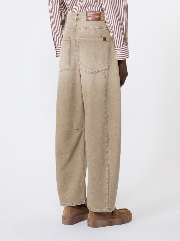 Worn-look denim barrel-leg jeans - BEIGE - 3