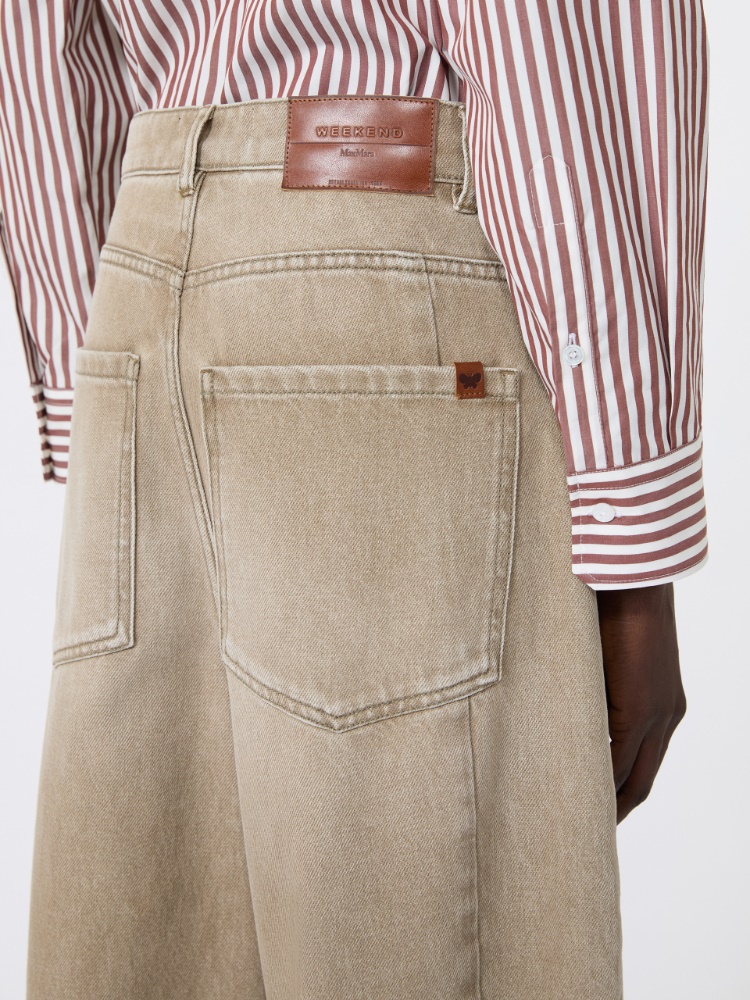 Worn-look denim barrel-leg jeans - BEIGE - 4