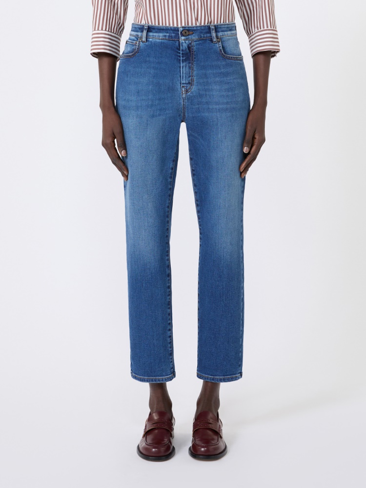 Slim-fit stretch denim cropped jeans - NAVY - 2