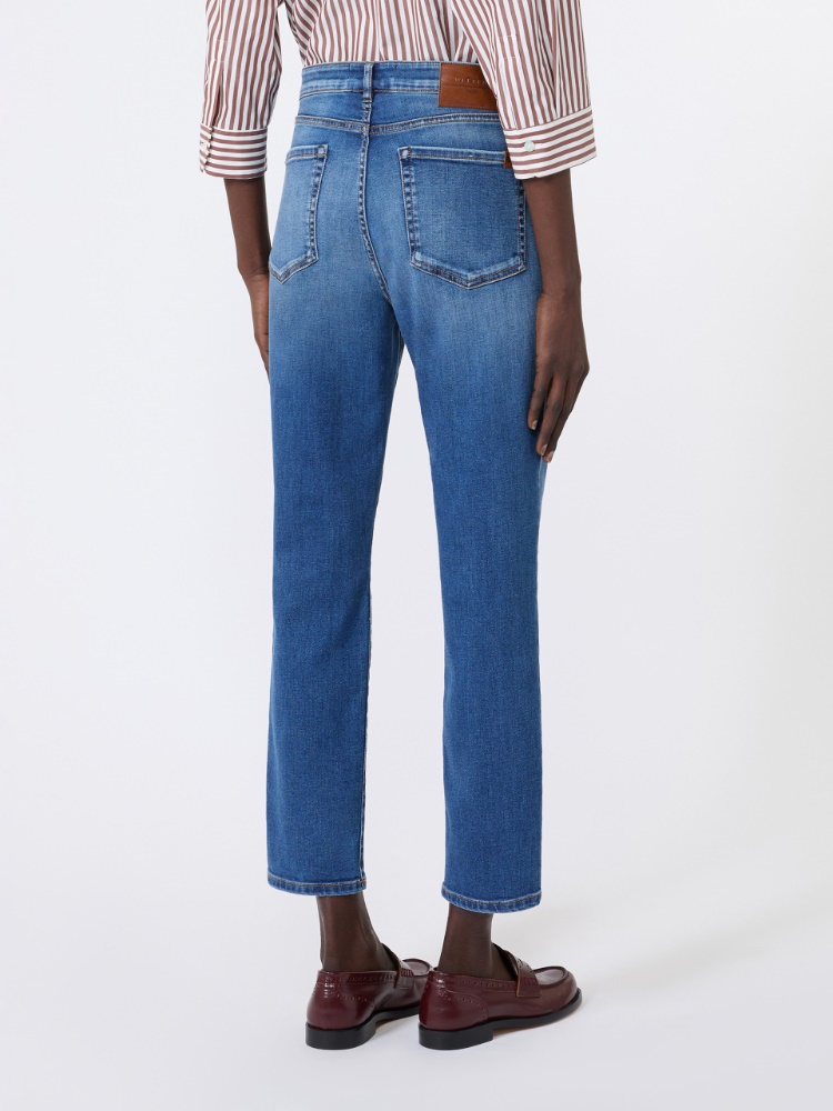 Slim-fit stretch denim cropped jeans - NAVY - 3