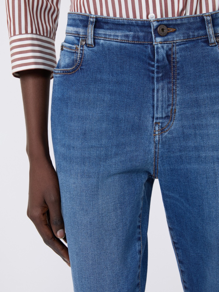 Slim-fit stretch denim cropped jeans - NAVY - 4
