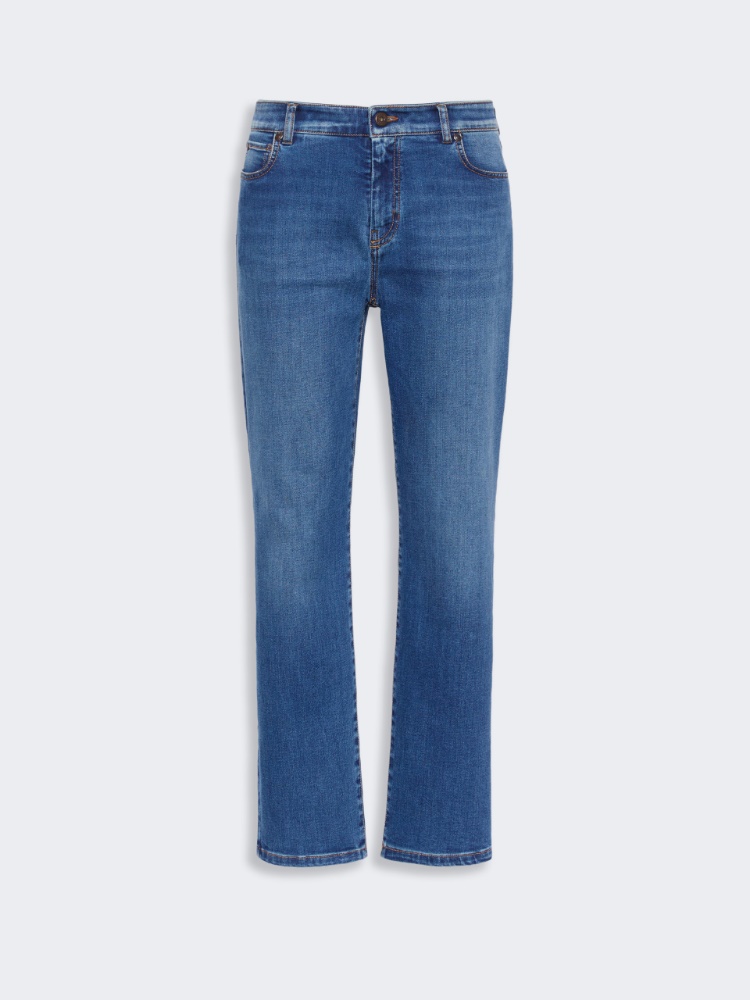 Slim-fit stretch denim cropped jeans - NAVY - 5