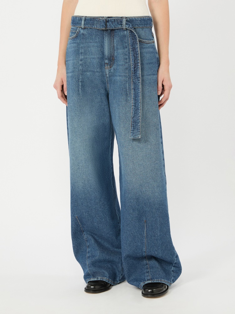 Wide-fit cotton denim jeans - NAVY - 2