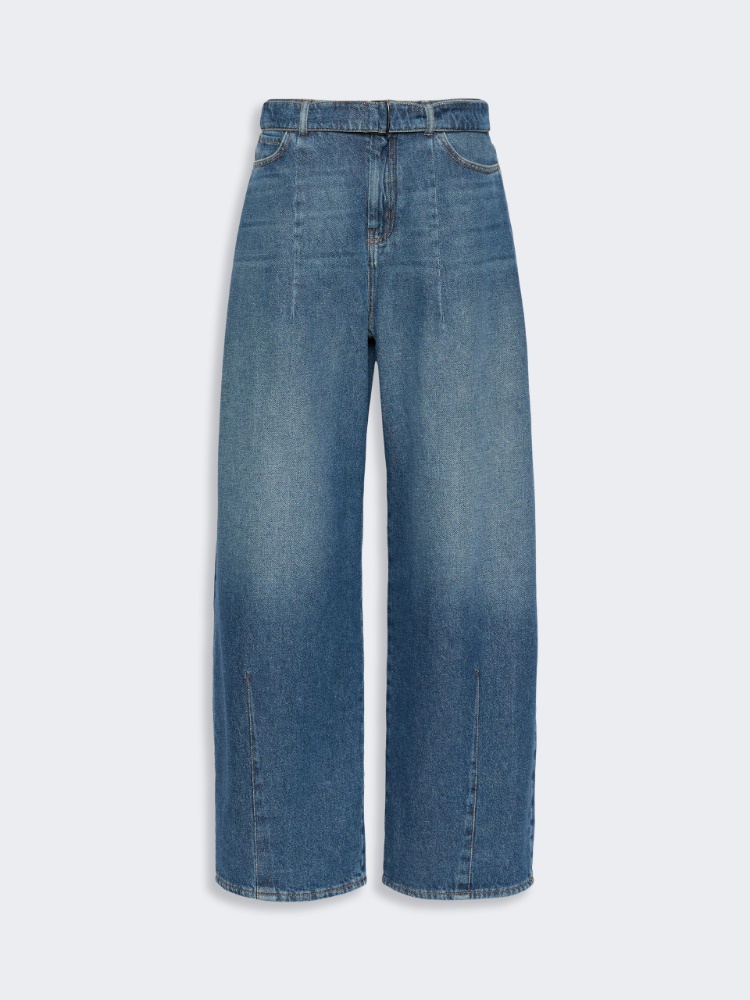 Wide-fit cotton denim jeans - NAVY