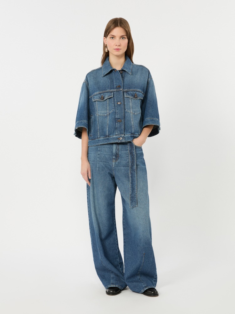 Wide-fit cotton denim jeans - NAVY - 1