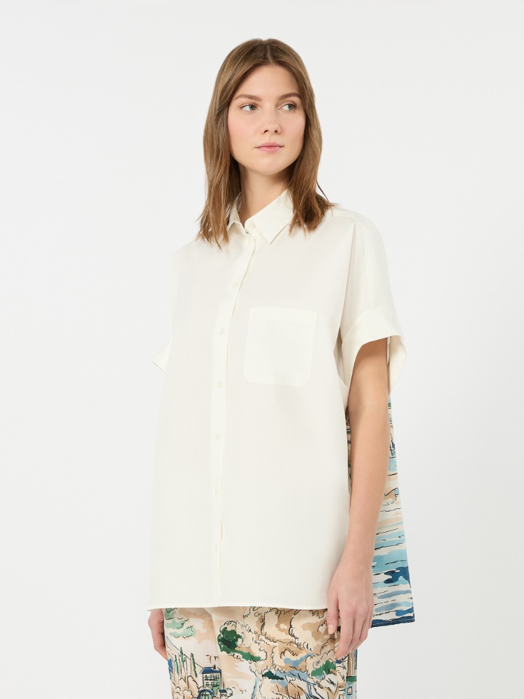 Cotton and printed silk shirt - WHITE - 2