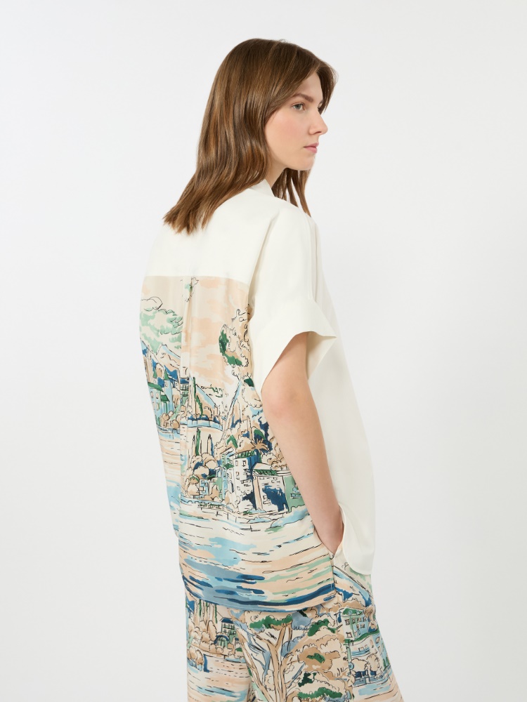 Cotton and printed silk shirt - WHITE - 4