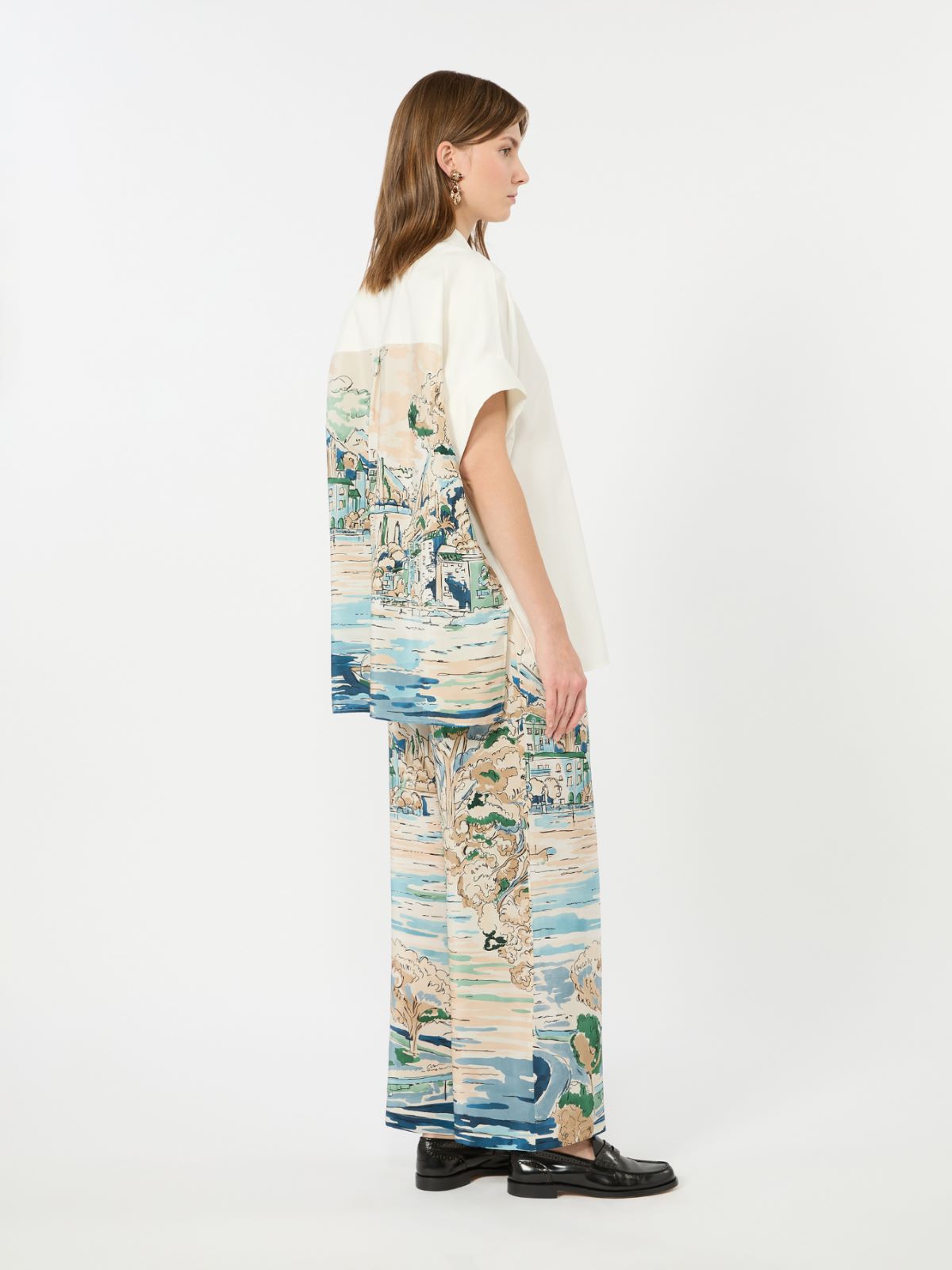 Cotton and printed silk shirt + WHITE - Max Mara