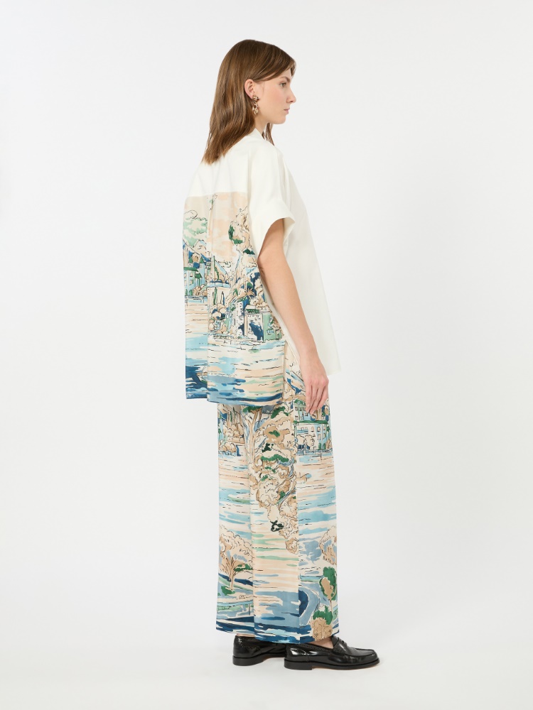 Cotton and printed silk shirt - WHITE