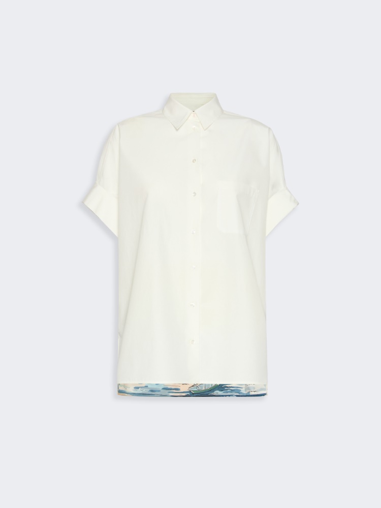 Cotton and printed silk shirt - WHITE