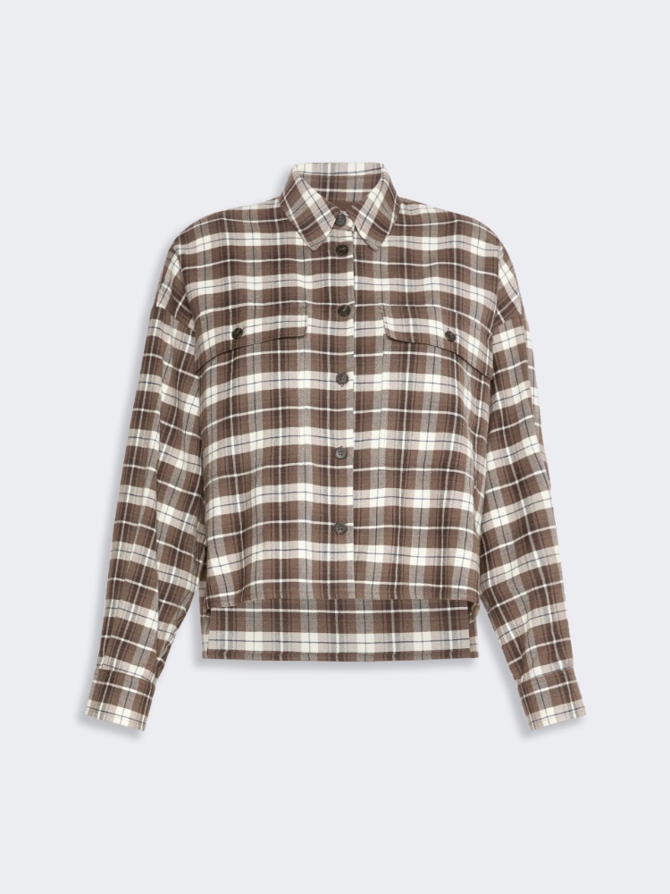 Checked flannel shirt - BROWN
