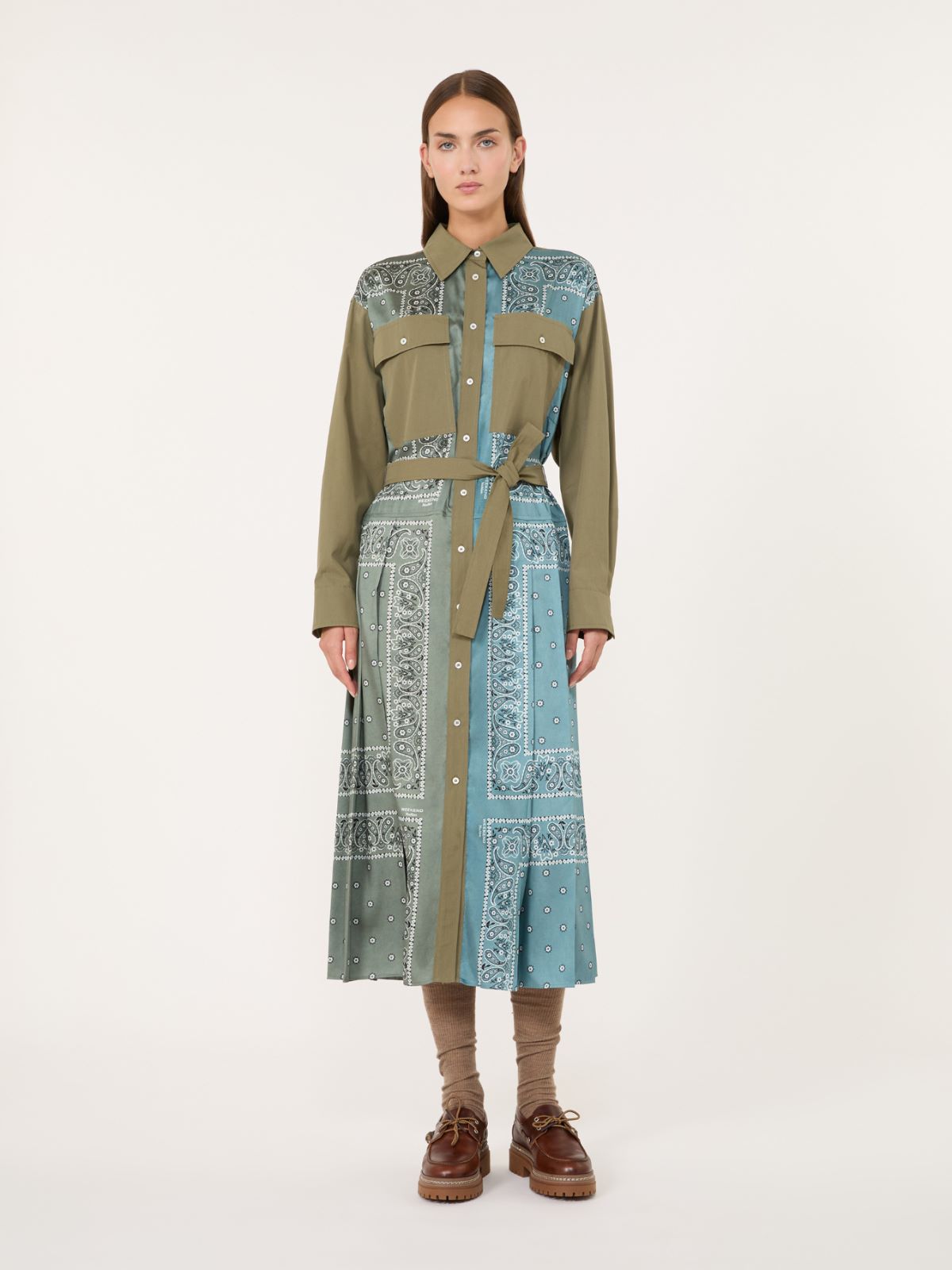 Printed twill and poplin shirt dress - LIGHT BLUE - Max Mara - 2