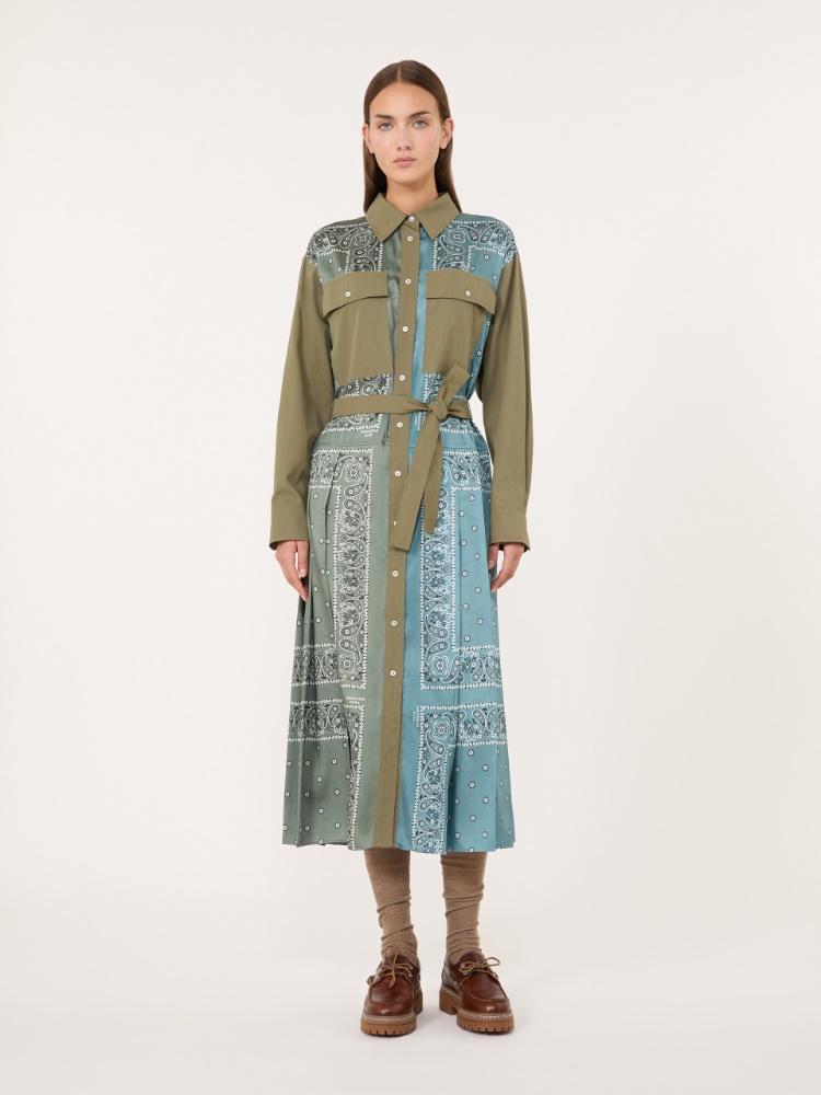 Printed twill and poplin shirt dress - LIGHT BLUE - Max Mara - 2