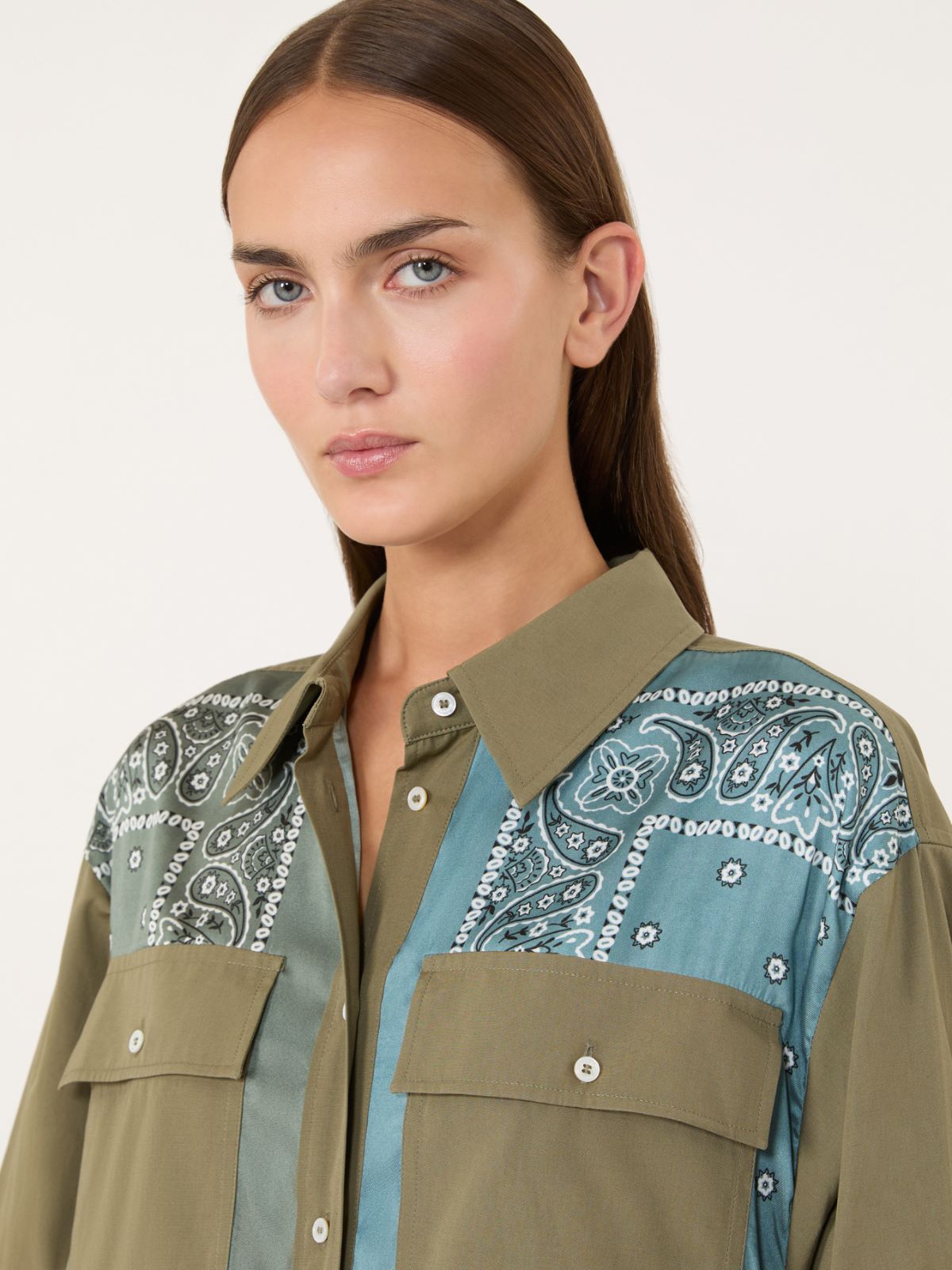 Printed twill and poplin shirt dress - LIGHT BLUE - Max Mara - 4