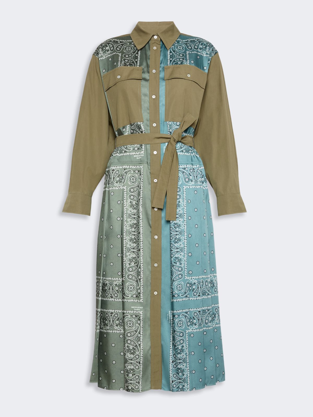 Printed twill and poplin shirt dress - LIGHT BLUE - Max Mara - 5