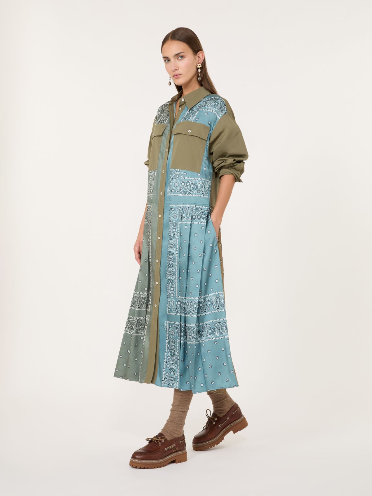 Printed twill and poplin shirt dress - LIGHT BLUE - Max Mara