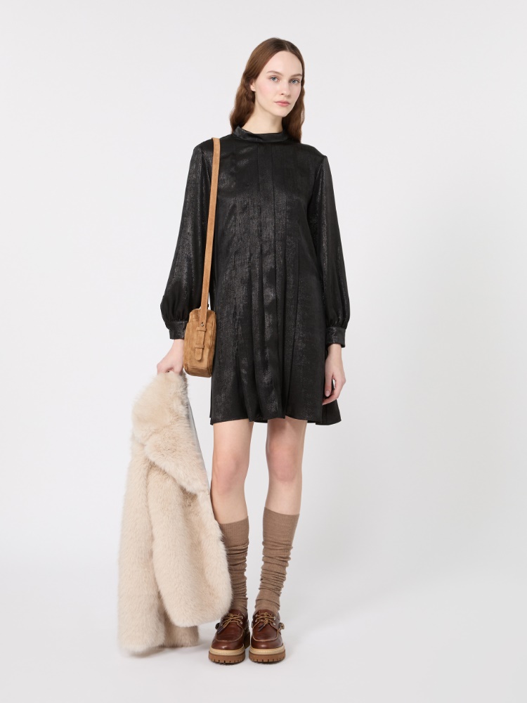 Laminated chiffon short dress - BLACK