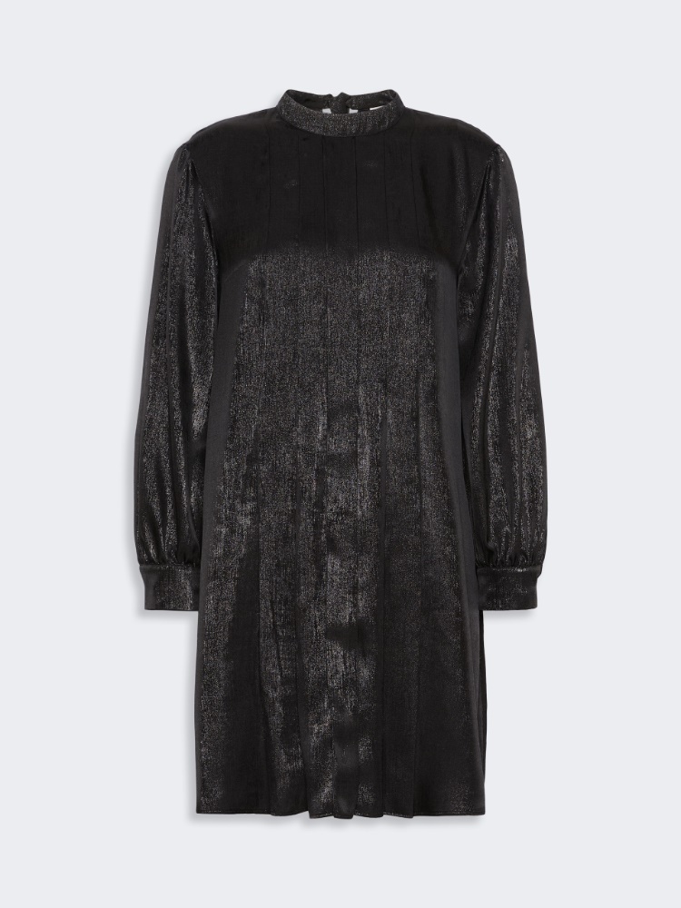 Laminated chiffon short dress - BLACK