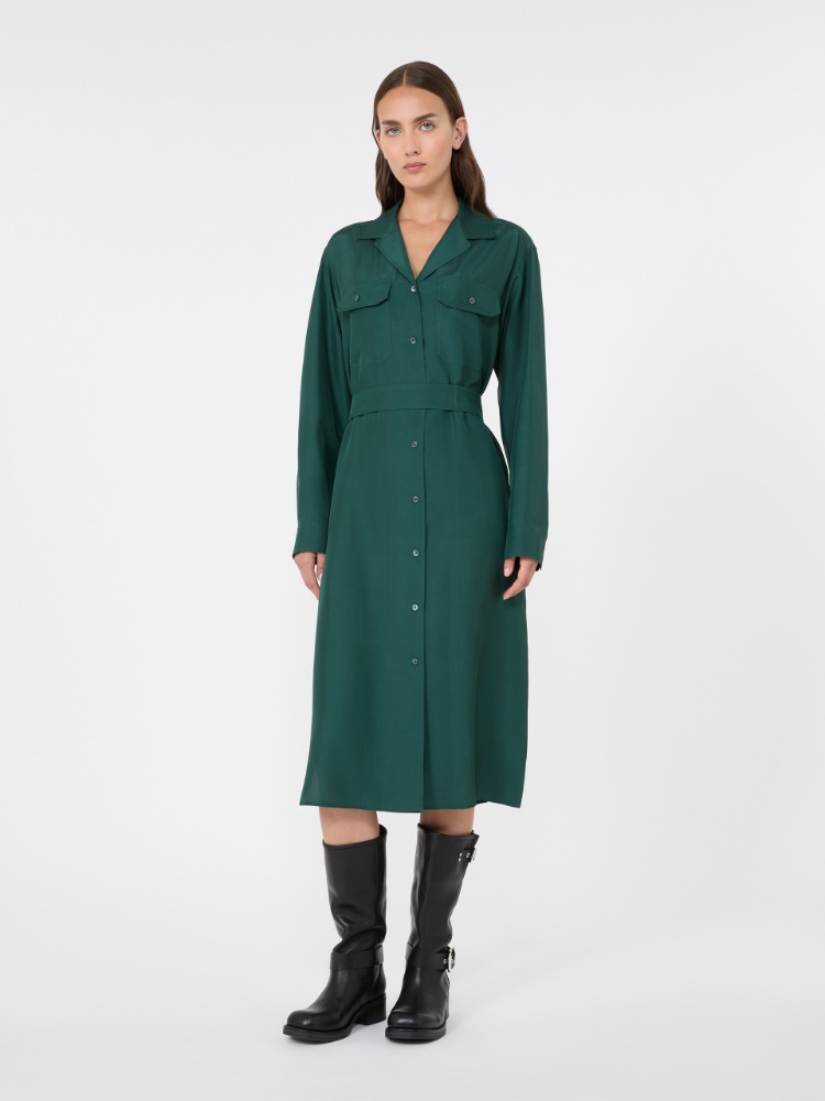 Silk shirt dress - DARK GREEN - Max Mara - 2