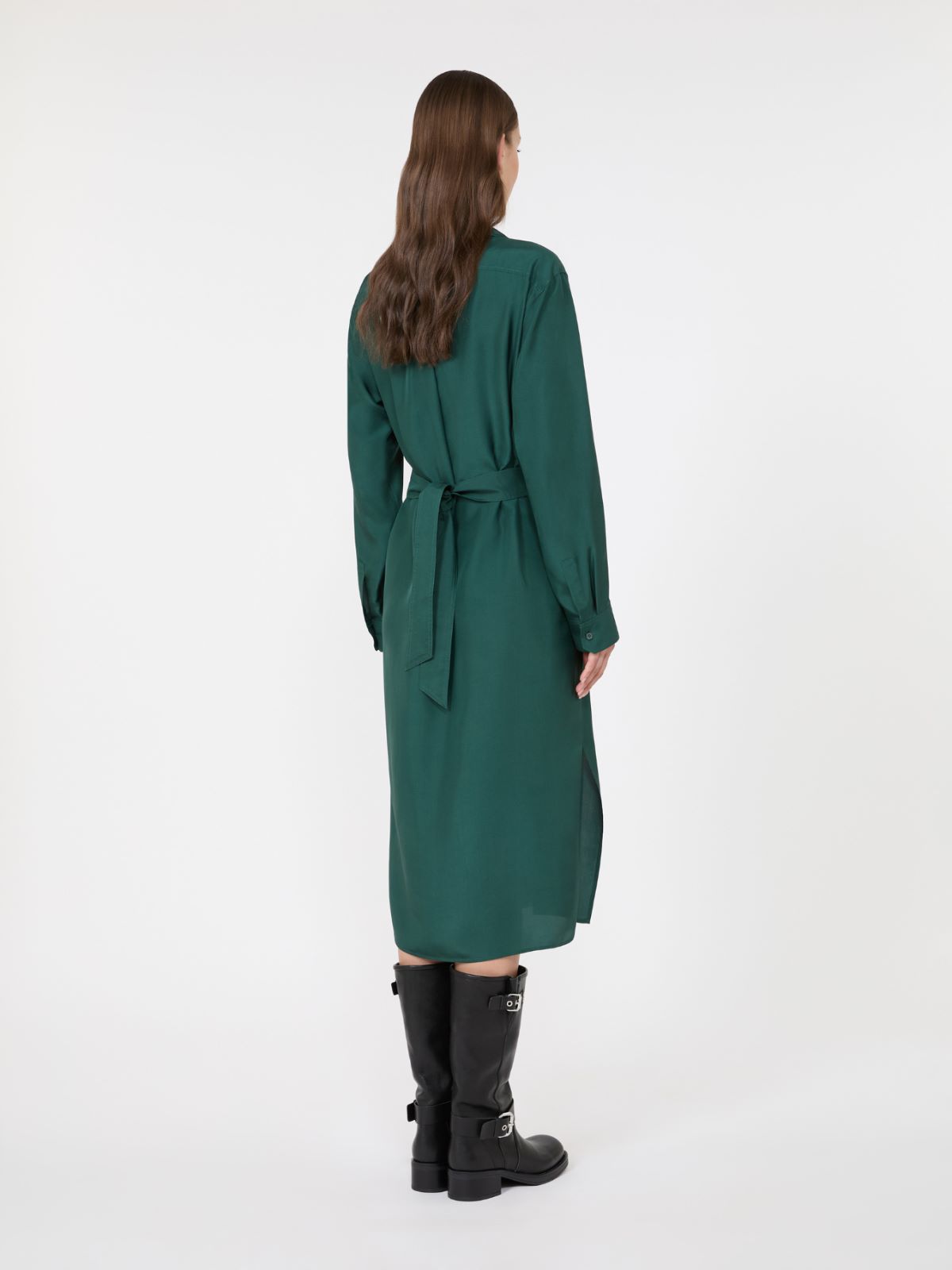 Silk shirt dress - DARK GREEN - Max Mara - 3