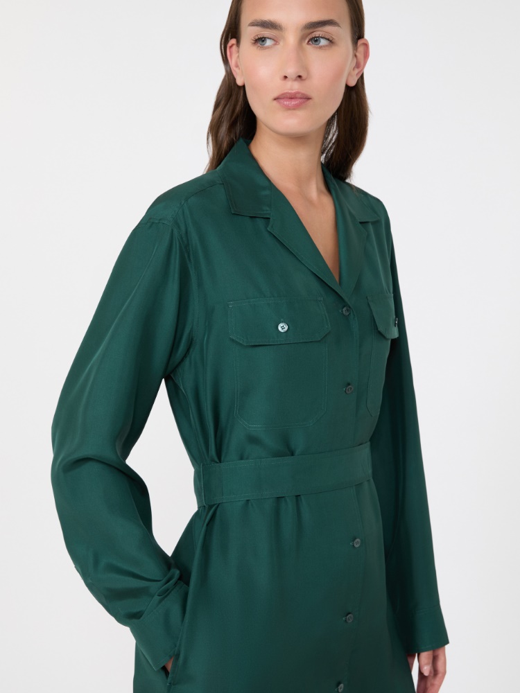 Silk shirt dress - DARK GREEN - Max Mara - 4