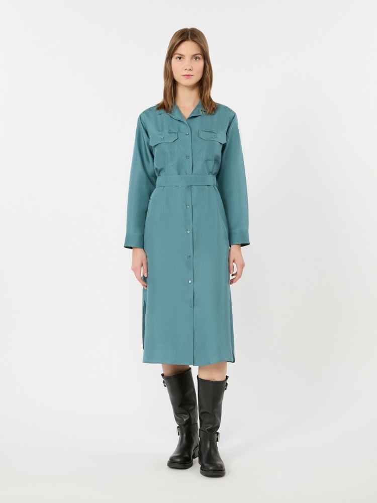 Silk shirt dress - LIGHT BLUE - 2