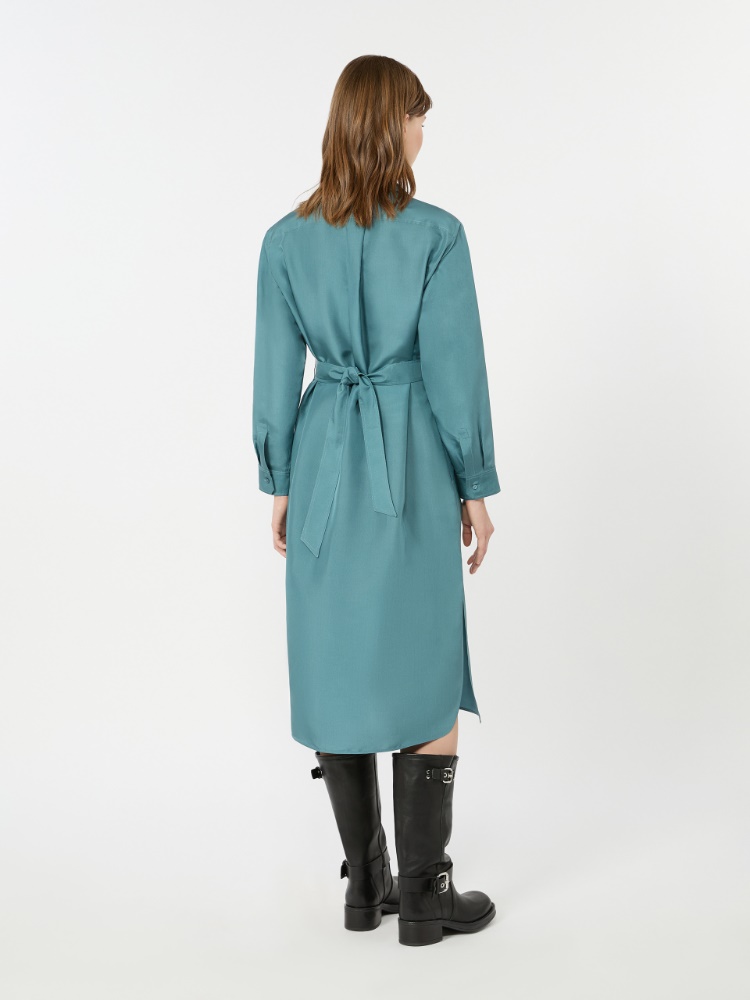 Silk shirt dress - LIGHT BLUE - 3