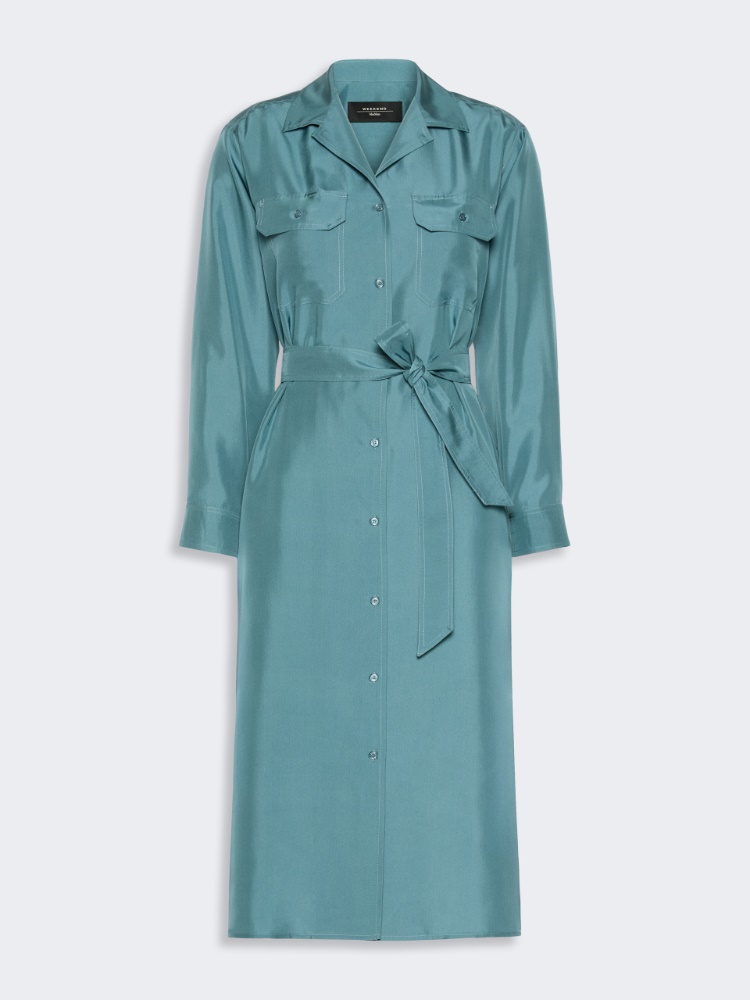 Silk shirt dress - LIGHT BLUE