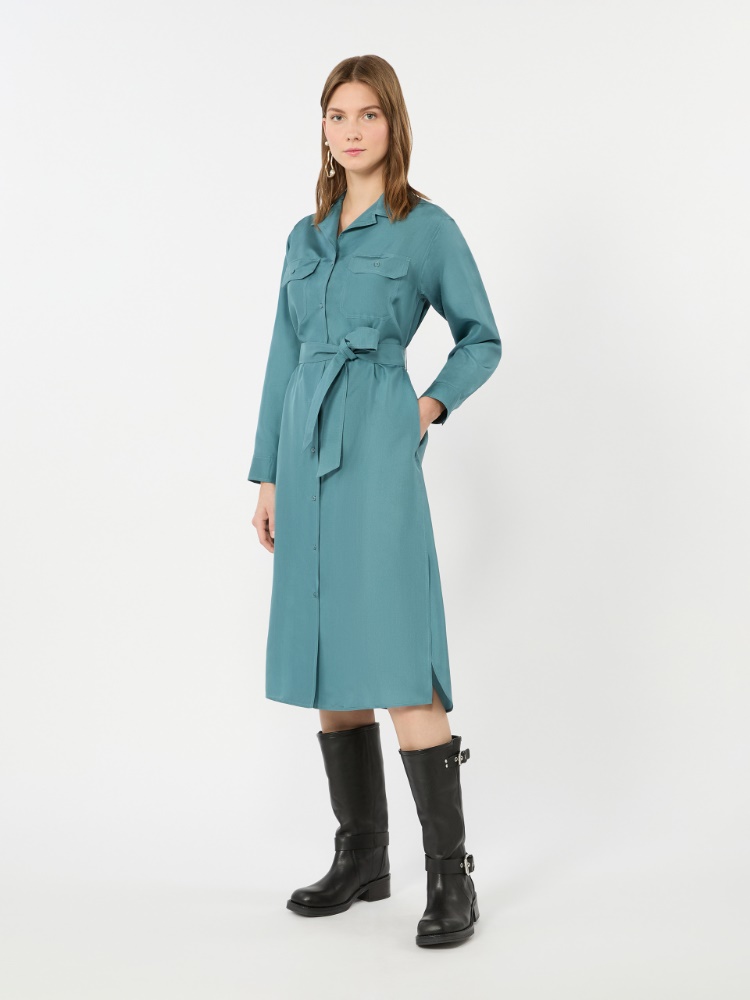 Silk shirt dress - LIGHT BLUE - 1