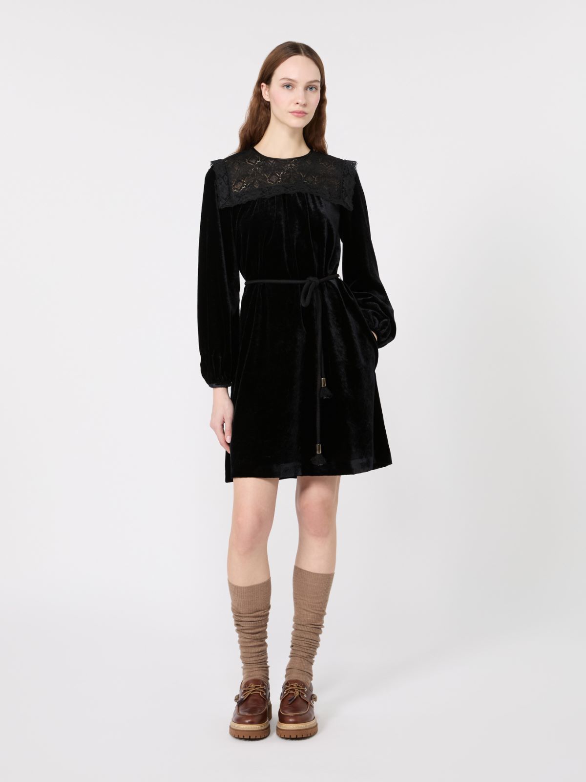 Velvet short dress - BLACK - Max Mara - 2