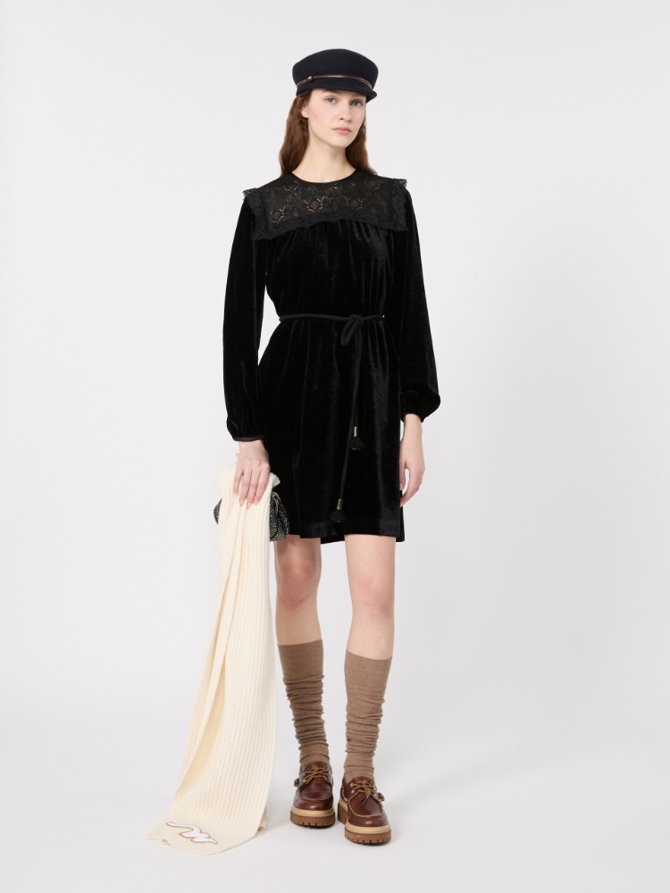 Velvet short dress - BLACK